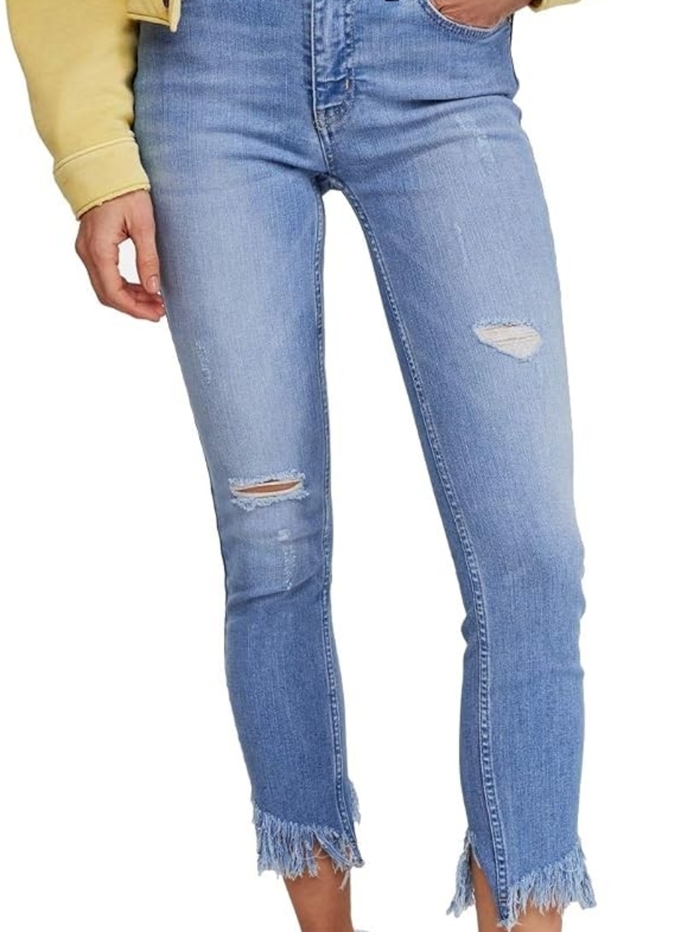 Free People Light Blue Distressed Cropped Skinny Jeans Size 26 NWT